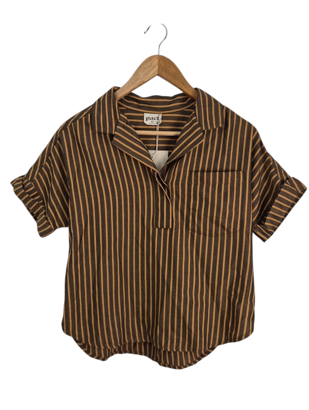 Pact Sunset Lightweight Striped Popover Cotton XS Sustainable Minimalist Boxy